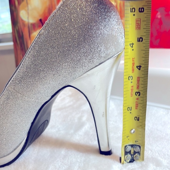 Rampage silver glitter peep toe platform heels size 9 - Picture 5 of 5